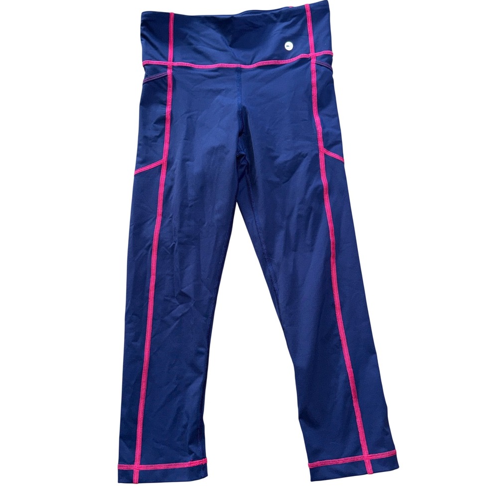 Vineyard Vines Performance Leggings XS Blue Pink Contrast Stitch Crop Pockets